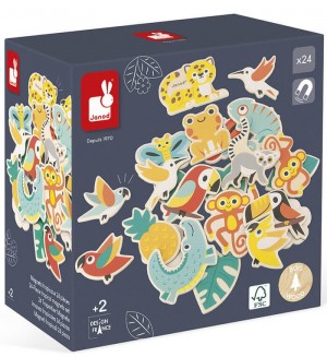 Комплект магнити Janod - Тропик, 24 броя Комплект магнити Janod - Тропик, 24 броя