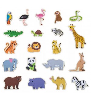 Комплект магнити Viga Toys - Диви животни, 20 части