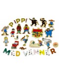Комплект магнитни букви и фигурки Pippi - Пипи Дългото Чорапче, 72 броя