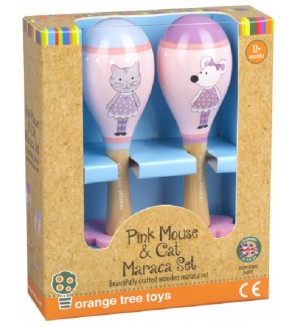 Комплект маракаси Orange Tree Toys - Мишле и коте, розов