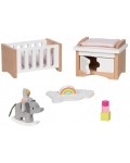 Комплект мебели за къща за кукли Goki - Бебешка стая