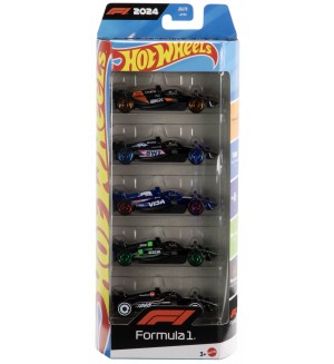 Комплект метални колички Hot Wheels - Race Team, Formula 1, 1:64, 5 броя Комплект метални колички Hot Wheels - Race Team, Formula 1, 1:64, 5 броя