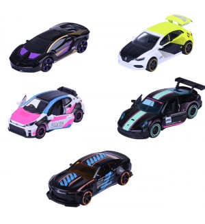 Комплект метални колички Majorette - Neon Racer, 5 части, 1:64
