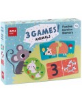 Комплект от 3 игри Apli - Пъзел, Домино и Мемори игра