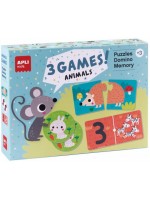 Комплект от 3 игри Apli - Пъзел, Домино и Мемори игра