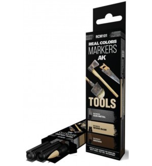 Комплект от 3 маркера с акрилна боя AK Interactive - TOOLS SET (RCM101)