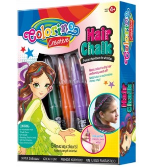 Комплект пастели за коса Colorino Creative - За момичета, 5 цвята 
