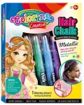 Комплект пастели за коса Colorino Creative - За момичета, 5 цвята металик