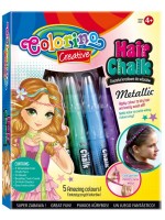 Комплект пастели за коса Colorino Creative - За момичета, 5 цвята металик