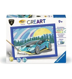 Комплект рисуване по номера Ravensburger CreArt - Синьо Ламборгини