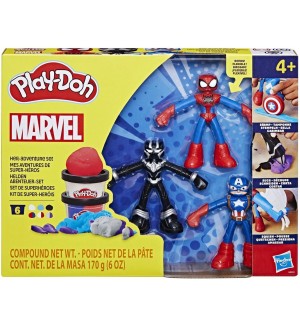 Комплект с моделин Play-Doh Marvel - Hero Adventure, с 3 фигурки