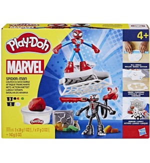 Комплект с моделин Play-Doh Marvel - Spider-Мan, Launch And Slice Battle 