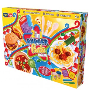 Комплект с моделин Play-Toys - Направи си бургер и паста