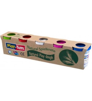 Комплект с моделин Play-Toys - Натурален, 500 g