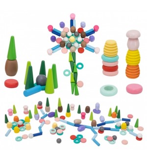 Комплект сензорни блокчета Viga Toys - Чудесата на природата, 141 части