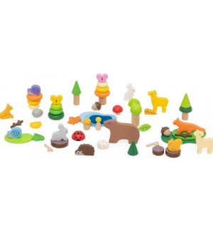 Комплект сензорни блокчета Viga Toys - Горски приказки, 58 части