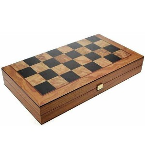 Комплект шах и табла Manopoulos - Цвят маслиново дърво, 30 x 15 cm