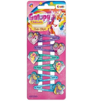 Комплект шноли за коса Craze - Galupy Еднорог, 6 броя