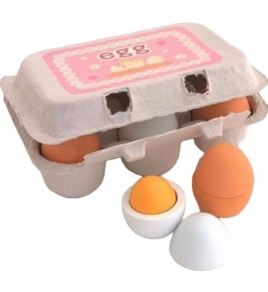 Комплект Smart Baby - Дървени яйца, 6 броя