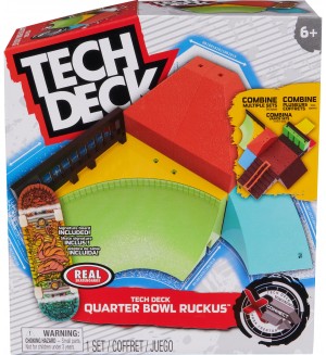Игрален комплект Tech Deck - X-Connect, Рампа и скейтборд за пръсти, Quarter Bowl Ruckus