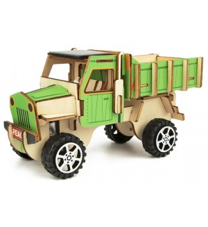 Комплект Tooky Toy - Направи сам 3D, дървен камион
