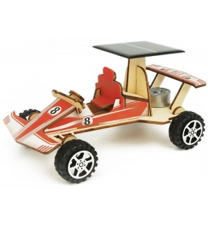 Комплект Tooky Toy - Направи сам 3D дървена кола със соларна батерия