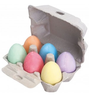 Комплект цветни яйца от тебешир Bigjigs, 6 броя