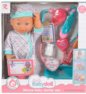 Комплект Tutu Love - Кукла-бебе със стетоскоп и звук, Dotts, 31 cm