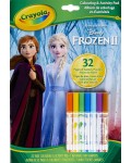 Комплект за оцветяване с игри Crayola - Frozen, 32 страници + 7 маркера
