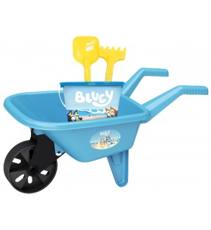 Комплект за пясък Micki - Bluey, с количка, 4 части Комплект за пясък Micki - Bluey, с количка, 4 части