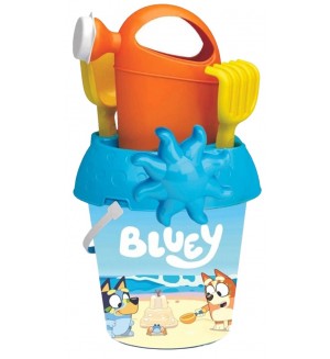 Комплект за пясък с лейка Micki - Bluey, 5 части Комплект за пясък с лейка Micki - Bluey, 5 части