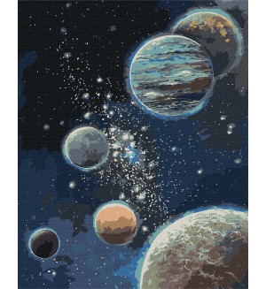 Комплект за рисуване по номера Ideyka - Неизследван космос, 40 х 50 cm