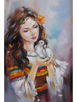 Комплект за рисуване по номера MagicArt - Бялата лястовица (по оригинал на Миглена Кирилова)