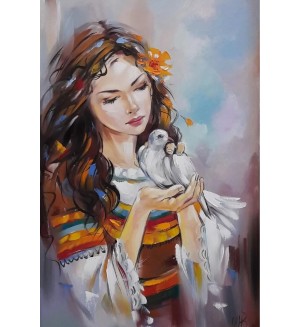 Комплект за рисуване по номера MagicArt - Бялата лястовица (по оригинал на Миглена Кирилова)