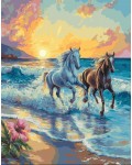 Комплект за рисуване по номера MagicArt - Галоп сред вълните