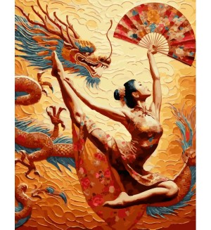 Комплект за рисуване по номера MagicArt - Танцът на дракона