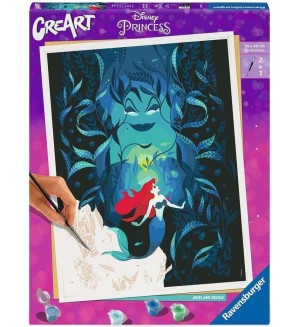 Комплект за рисуване по номера Ravensburger CreArt - Ариел и Урсула