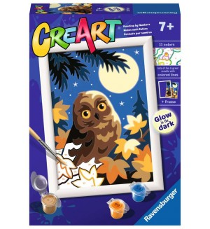 Комплект за рисуване по номера Ravensburger CreArt - Бухал през нощта