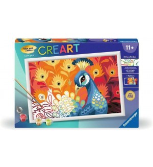 Комплект за рисуване по номера Ravensburger CreArt - Горд паун