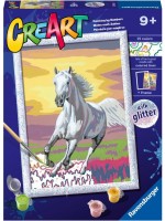Комплект за рисуване по номера Ravensburger CreArt - Кон при залез слънце