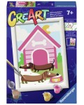Комплект за рисуване по номера Ravensburger CreArt - Куче с кучешка колиба