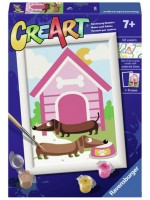 Комплект за рисуване по номера Ravensburger CreArt - Куче с кучешка колиба
