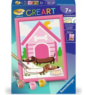 Комплект за рисуване по номера Ravensburger CreArt - Куче с кучешка колиба (вариант 2)