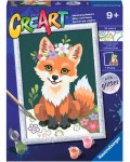 Комплект за рисуване по номера Ravensburger CreArt - Лисица с цветя