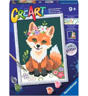 Комплект за рисуване по номера Ravensburger CreArt - Лисица с цветя