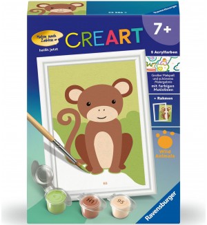Комплект за рисуване по номера Ravensburger CreArt - Малка маймунка