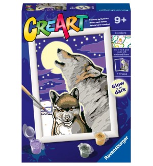 Комплект за рисуване по номера Ravensburger CreArt - Мистични вълци