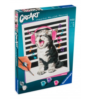 Комплект за рисуване по номера Ravensburger CreArt - Пеещо коте