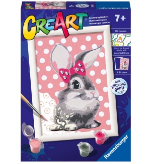 Комплект за рисуване по номера Ravensburger CreArt - Пухкаво зайче