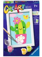 Комплект за рисуване по номера Ravensburger CreArt - Щастлив Кактус